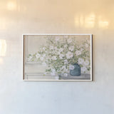 White Bouquet by Julia Purinton. shown as a paper print in a white frame. Available as a archival giclee rolled canvas, fine art paper, or poster print. SKU 72770i.