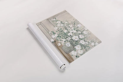 White Bouquet Neutral by Julia Purinton. shown as a rolled paper print. Available as archival giclee rolled canvas, fine art paper, or poster print. SKU 73674i.