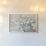 White Bouquet Neutral by Julia Purinton. shown as a paper print in a white frame. Available as a archival giclee rolled canvas, fine art paper, or poster print. SKU 73674i.