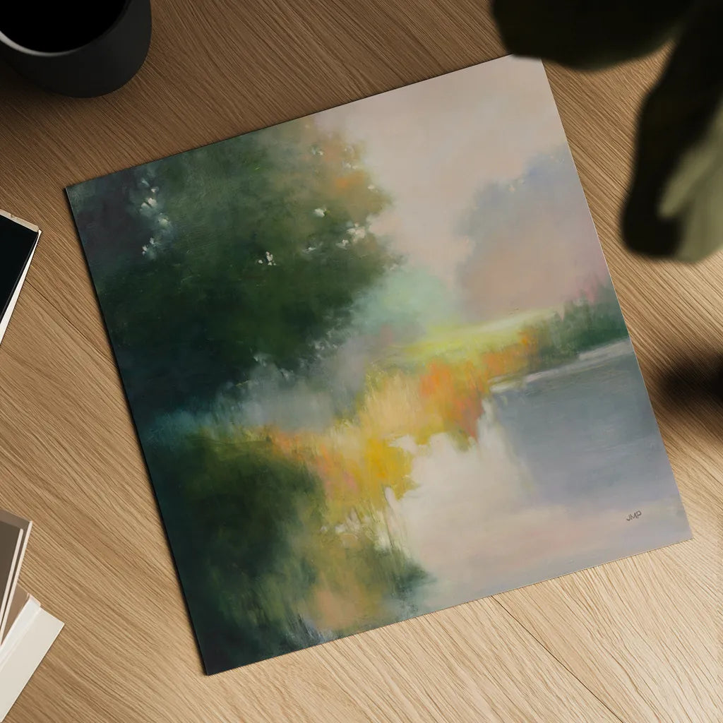 White Oak Pond by Julia Purinton. Shown as a detailed flat fine art print, highlighting archival giclee quality. Available as an archival giclee rolled canvas, fine art paper, or poster print. SKU 88401a.