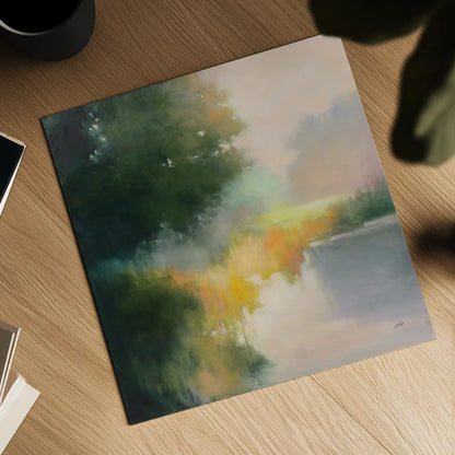 White Oak Pond by Julia Purinton. Shown as a detailed flat fine art print, highlighting archival giclee quality. Available as an archival giclee rolled canvas, fine art paper, or poster print. SKU 88401a.