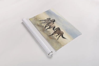 Wild Mustangs by Julia Purinton. shown as a rolled paper print. Available as archival giclee rolled canvas, fine art paper, or poster print. SKU 70759i.