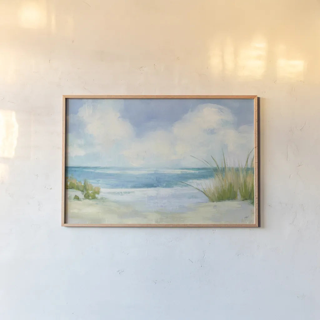 Wind and Waves I by Julia Purinton. shown as a paper print in a natural frame. Available as a archival giclee rolled canvas, fine art paper, or poster print. SKU 46966i.