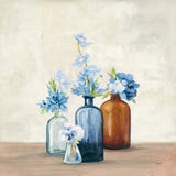Windowsill Garden I Blue by Julia Purinton. SKU 54992a. Archival Giclee Fine art print for wall decor.