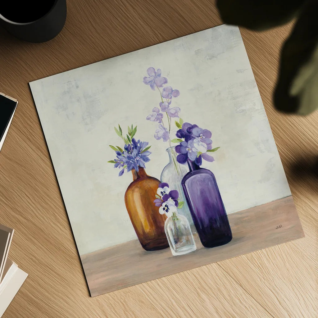 Windowsill Garden II by Julia Purinton. Shown as a detailed flat fine art print, highlighting archival giclee quality. Available as an archival giclee rolled canvas, fine art paper, or poster print. SKU 54617a.