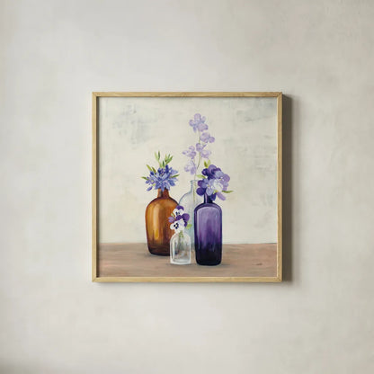 Windowsill Garden II by Julia Purinton. Shown in a natural wood glass frame for a timeless modern aesthetic. Available as an archival giclee rolled canvas, fine art paper, or poster print. SKU 54617a.