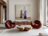 Windowsill Garden II by Julia Purinton. Shown as extra-large giant wall art in a modern living room. Available as an archival giclee rolled canvas, fine art paper, or poster print. SKU 54617a.