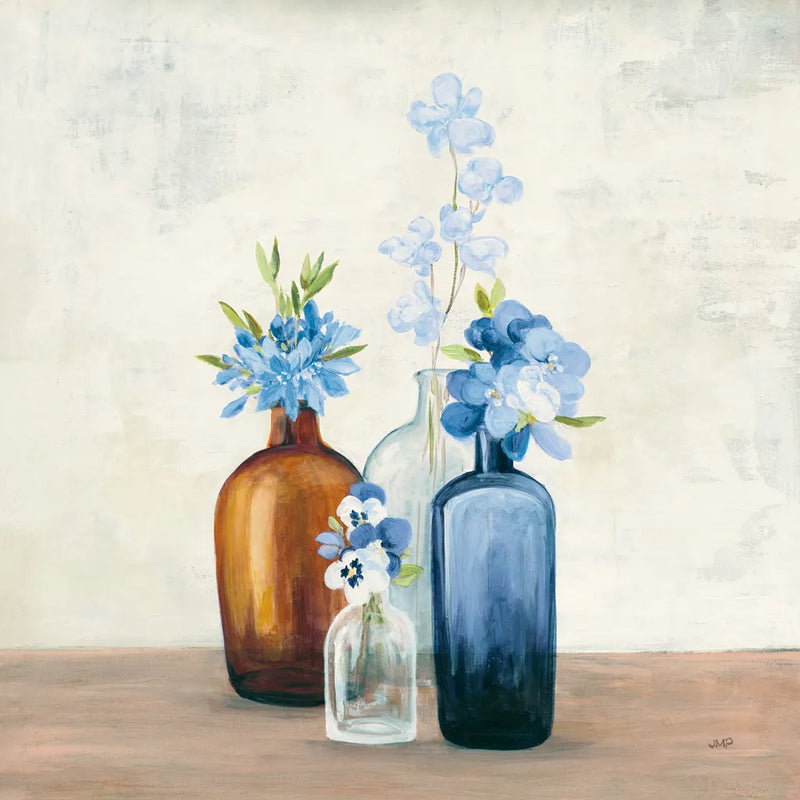 Windowsill Garden II Blue by Julia Purinton. SKU 54993a. Archival Giclee Fine art print for wall decor.