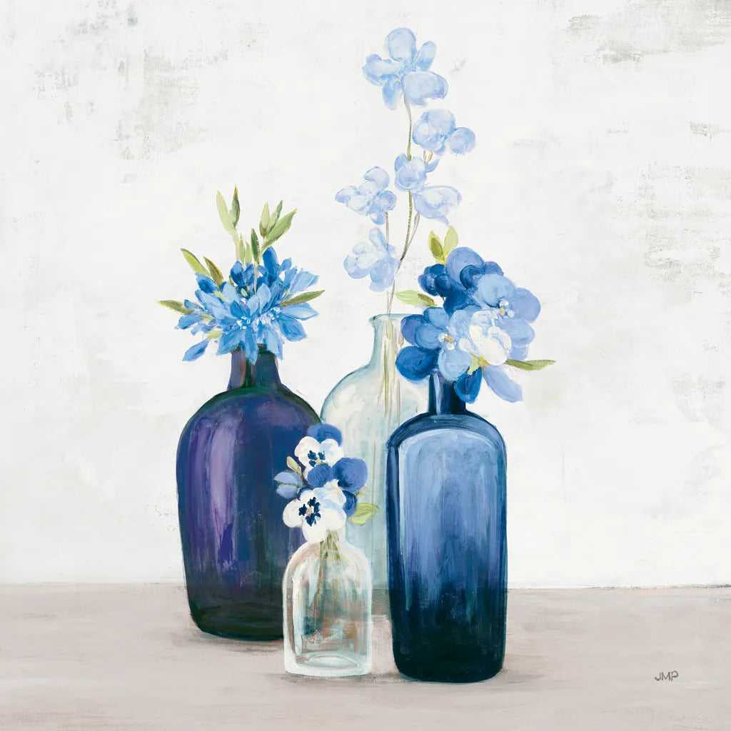Windowsill Garden II Cobalt by Julia Purinton. SKU 67769a. Archival Giclee Fine art print for wall decor.
