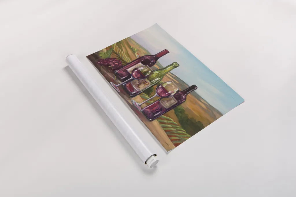 Wine Country by Julia Purinton. shown as a rolled paper print. Available as archival giclee rolled canvas, fine art paper, or poster print. SKU 19680i.