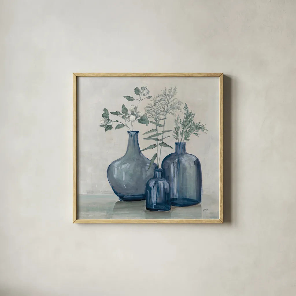 Winter Still Life by Julia Purinton. Shown in a natural wood glass frame for a timeless modern aesthetic. Available as an archival giclee rolled canvas, fine art paper, or poster print. SKU 91101a.