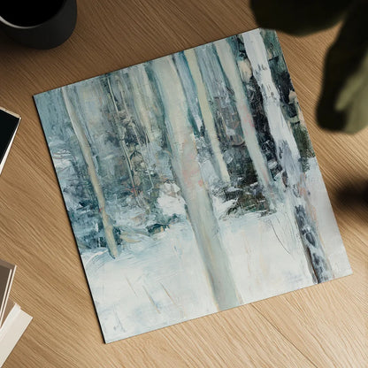 Winter Woods I by Julia Purinton. Shown as a detailed flat fine art print, highlighting archival giclee quality. Available as an archival giclee rolled canvas, fine art paper, or poster print. SKU 30549a.