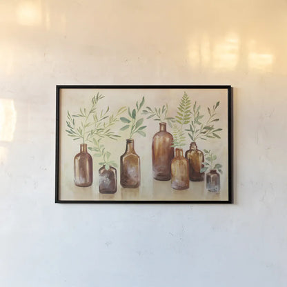 Woodland Still Life I by Julia Purinton. shown as a paper print in a black flame. Available as a archival giclee rolled canvas, fine art paper, or poster print. SKU 51539i.