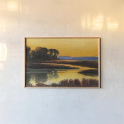Yellow Twlight Crop by Julia Purinton. shown as a paper print in a natural frame. Available as a archival giclee rolled canvas, fine art paper, or poster print. SKU 19681i.