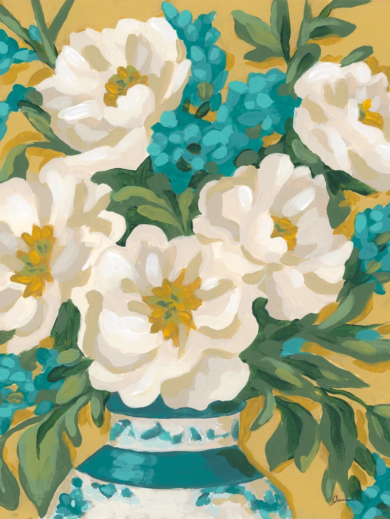 Turquoise and Goldenrod I by June Erica Vess