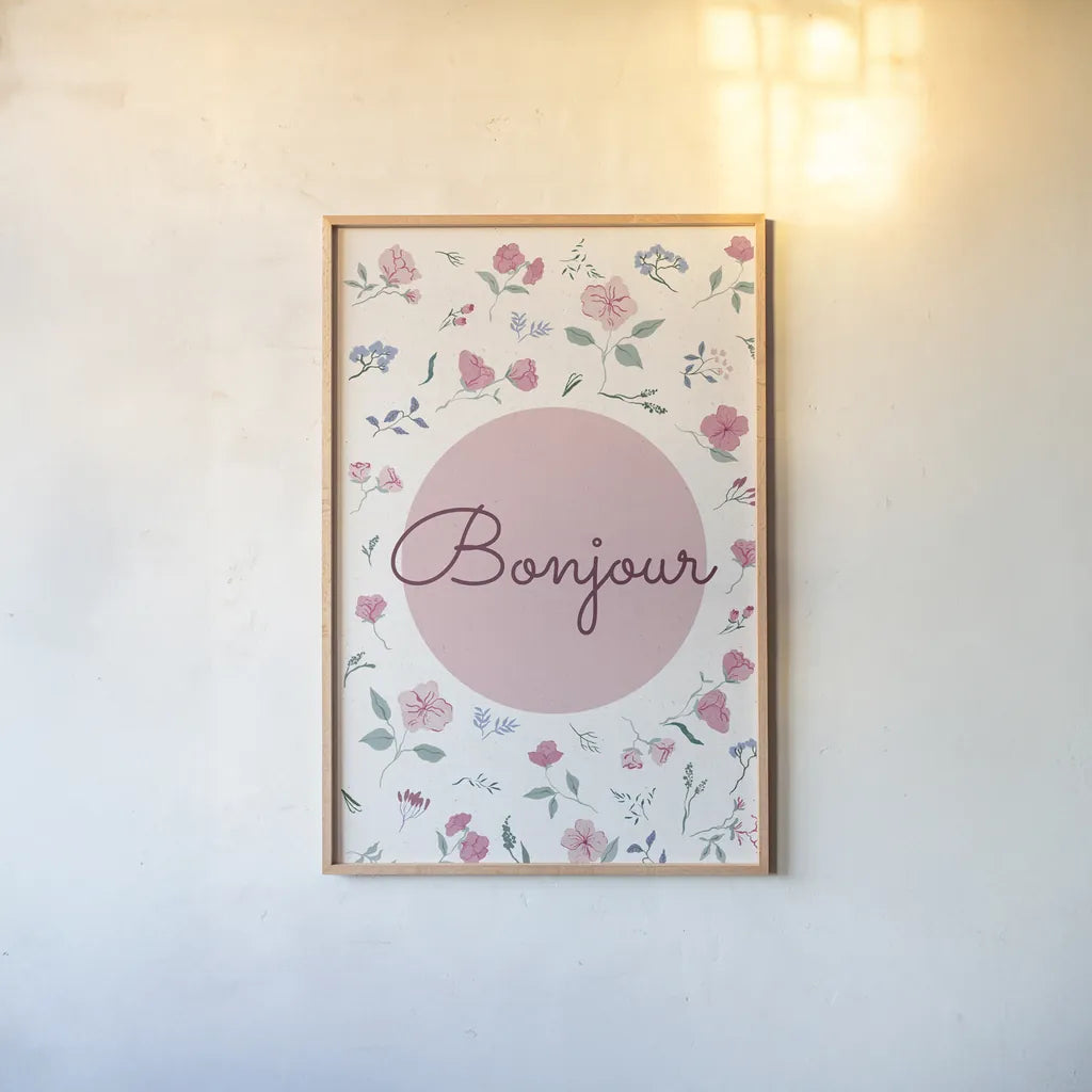 French Garden V by Kasia Kucwaj-Tybur. shown as a paper print in a natural frame. Available as a archival giclee rolled canvas, fine art paper, or poster print. SKU 83523h.