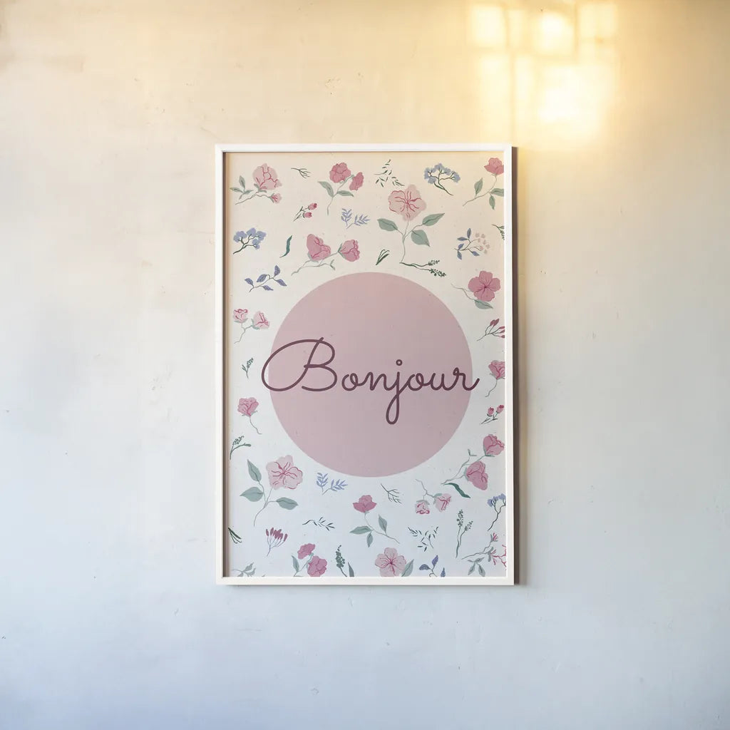 French Garden V by Kasia Kucwaj-Tybur. shown as a paper print in a white frame. Available as a archival giclee rolled canvas, fine art paper, or poster print. SKU 83523h.