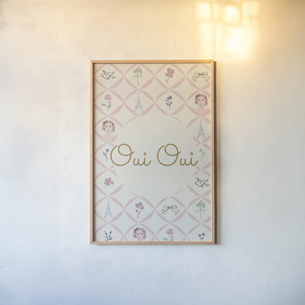 French Garden VIII by Kasia Kucwaj-Tybur. shown as a paper print in a natural frame. Available as a archival giclee rolled canvas, fine art paper, or poster print. SKU 83526h.