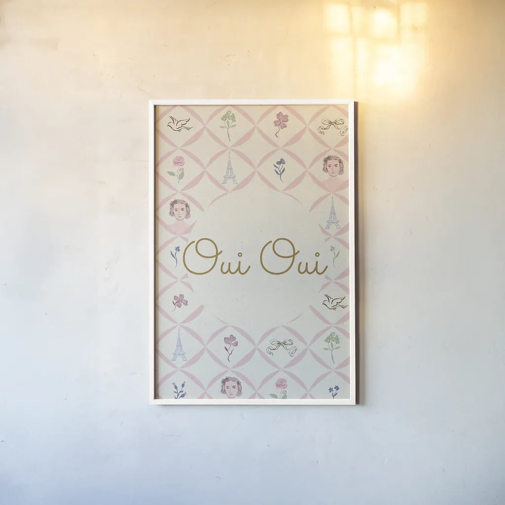 French Garden VIII by Kasia Kucwaj-Tybur. shown as a paper print in a white frame. Available as a archival giclee rolled canvas, fine art paper, or poster print. SKU 83526h.