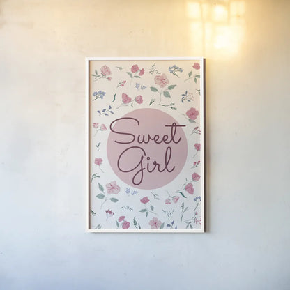 French Words V Girl by Kasia Kucwaj-Tybur. shown as a paper print in a white frame. Available as a archival giclee rolled canvas, fine art paper, or poster print. SKU 83640h.