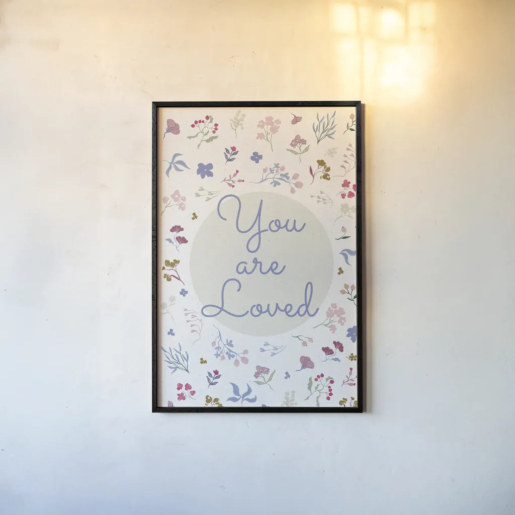 French Words VI Loved by Kasia Kucwaj-Tybur. shown as a paper print in a black flame. Available as a archival giclee rolled canvas, fine art paper, or poster print. SKU 83641h.