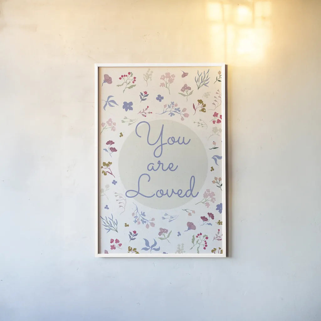 French Words VI Loved by Kasia Kucwaj-Tybur. shown as a paper print in a white frame. Available as a archival giclee rolled canvas, fine art paper, or poster print. SKU 83641h.