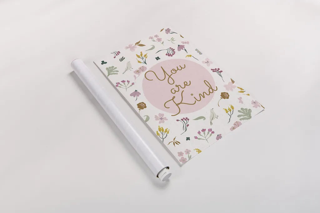 French Words VII Kind by Kasia Kucwaj-Tybur. shown as a rolled paper print. Available as archival giclee rolled canvas, fine art paper, or poster print. SKU 83642h.