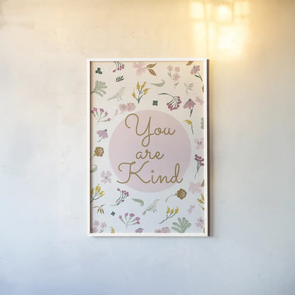 French Words VII Kind by Kasia Kucwaj-Tybur. shown as a paper print in a white frame. Available as a archival giclee rolled canvas, fine art paper, or poster print. SKU 83642h.