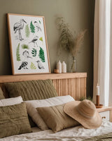 Nature Chart I by Kasia Kucwaj-Tybur. shown as a paper print in a natural frame. Available as a archival giclee rolled canvas, fine art paper, or poster print. SKU 81329h.