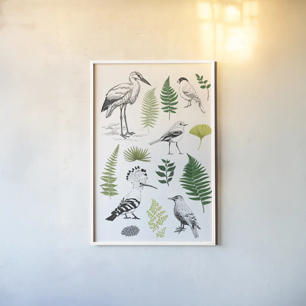 Nature Chart I by Kasia Kucwaj-Tybur. shown as a paper print in a white frame. Available as a archival giclee rolled canvas, fine art paper, or poster print. SKU 81329h.