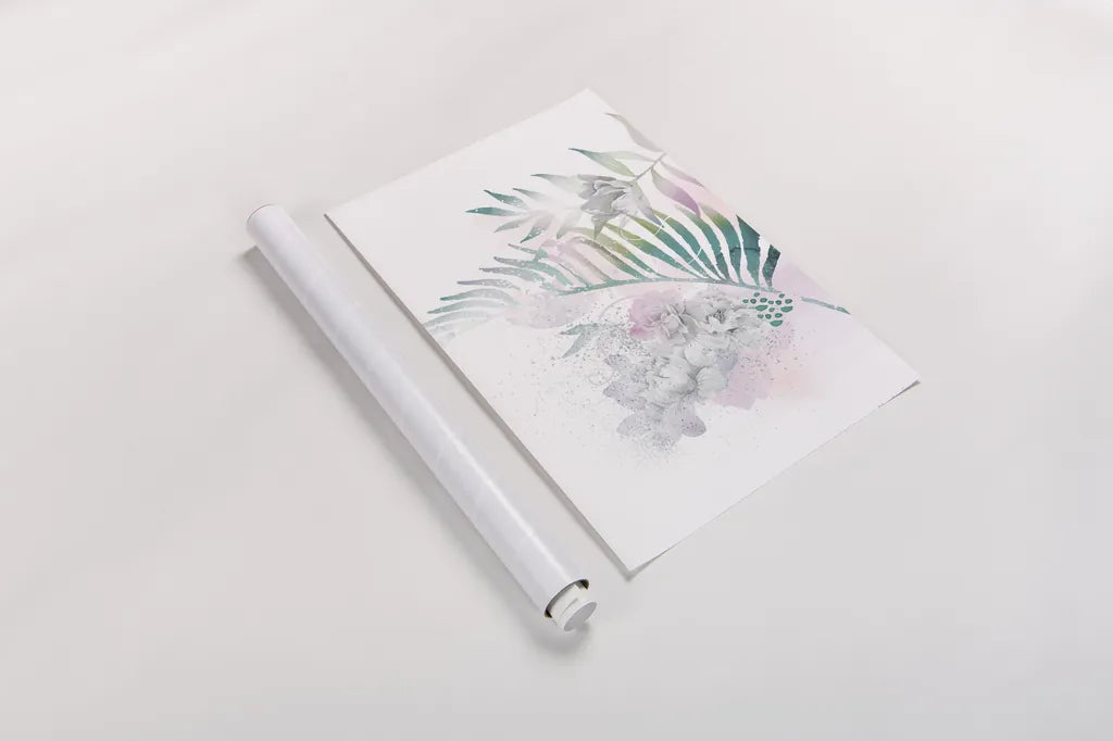 Tropical Floral I by Kasia Kucwaj-Tybur. shown as a rolled paper print. Available as archival giclee rolled canvas, fine art paper, or poster print. SKU 81516h.
