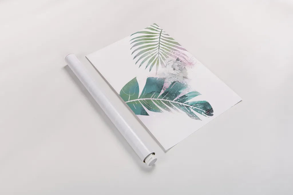 Tropical Floral II by Kasia Kucwaj-Tybur. shown as a rolled paper print. Available as archival giclee rolled canvas, fine art paper, or poster print. SKU 81517h.
