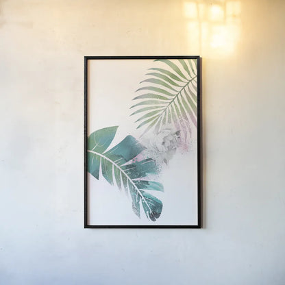 Tropical Floral II by Kasia Kucwaj-Tybur. shown as a paper print in a black flame. Available as a archival giclee rolled canvas, fine art paper, or poster print. SKU 81517h.