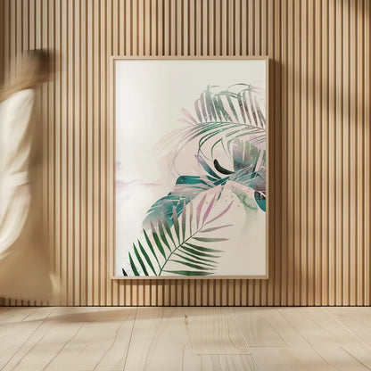 Tropical Floral III by Kasia Kucwaj-Tybur. shown as over sized large wall art. Available as an archival giclee rolled canvas, fine art paper, or poster print. SKU 81518h.