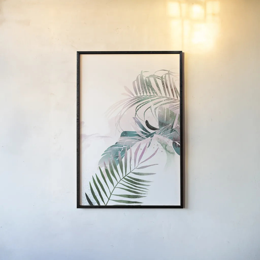 Tropical Floral III by Kasia Kucwaj-Tybur. shown as a paper print in a black flame. Available as a archival giclee rolled canvas, fine art paper, or poster print. SKU 81518h.