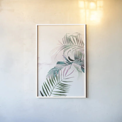 Tropical Floral III by Kasia Kucwaj-Tybur. shown as a paper print in a white frame. Available as a archival giclee rolled canvas, fine art paper, or poster print. SKU 81518h.