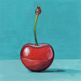 A Single Shiny Cherry by Kate Jarvik Birch. SKU 101978a. Archival Giclee Fine art print for wall decor.