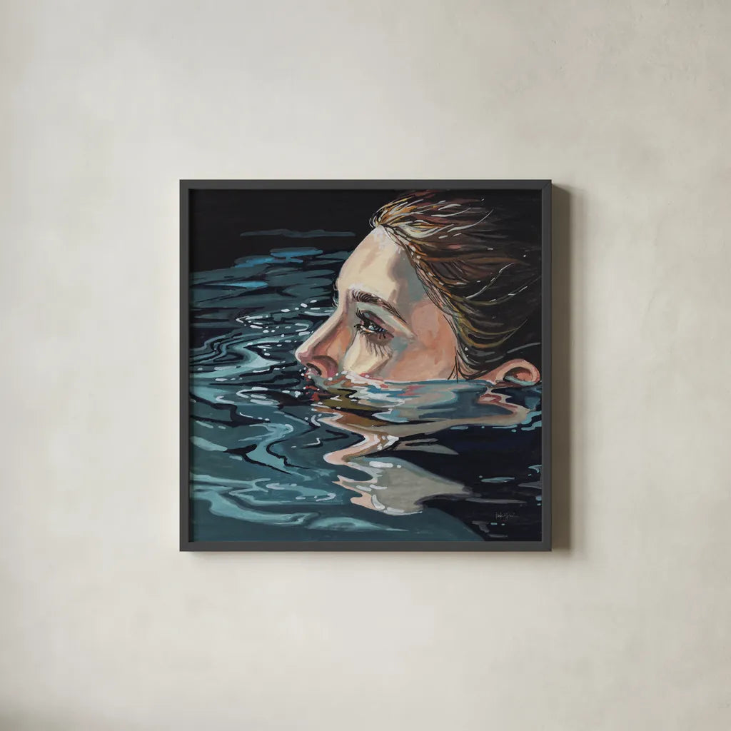 A Still Moment by Kate Jarvik Birch. Shown in a sleek black glass frame for a contemporary gallery look. Available as an archival giclee rolled canvas, fine art paper, or poster print. SKU 101971a.