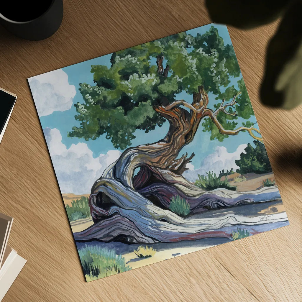 A Tree That Adapts to Change by Kate Jarvik Birch. Shown as a detailed flat fine art print, highlighting archival giclee quality. Available as an archival giclee rolled canvas, fine art paper, or poster print. SKU 98544a.