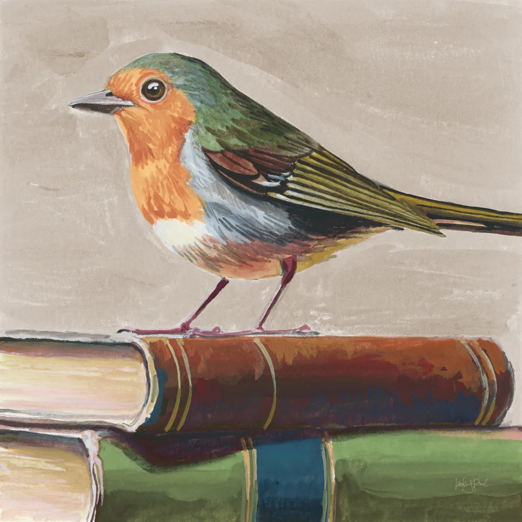 Academia Bird Study Neutral by Kate Jarvik Birch. SKU 100720a. Archival Giclee Fine art print for wall decor.