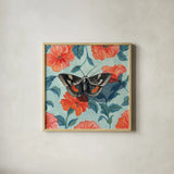 Academia Moth on The Wall by Kate Jarvik Birch. Shown in a natural wood glass frame for a timeless modern aesthetic. Available as an archival giclee rolled canvas, fine art paper, or poster print. SKU 98545a.