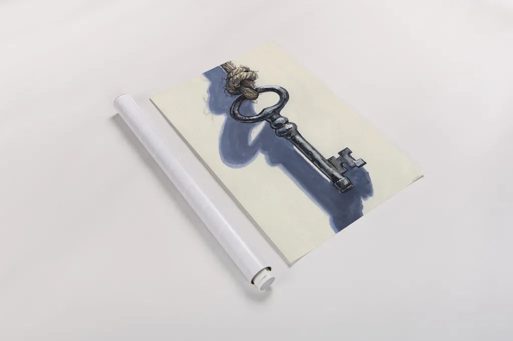 Antique Mystery Key by Kate Jarvik Birch. shown as a rolled paper print. Available as archival giclee rolled canvas, fine art paper, or poster print. SKU 102975h.