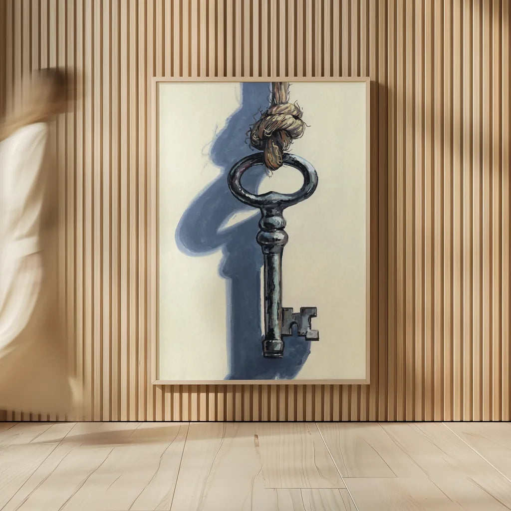 Antique Mystery Key by Kate Jarvik Birch. shown as over sized large wall art. Available as an archival giclee rolled canvas, fine art paper, or poster print. SKU 102975h.