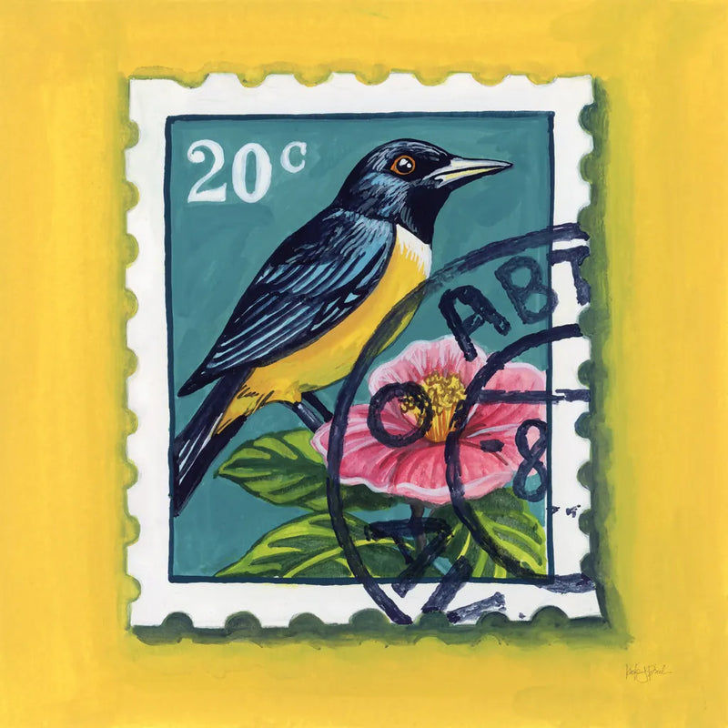 Beautiful Bird Stamp by Kate Jarvik Birch. SKU 98546a. Archival Giclee Fine art print for wall decor.