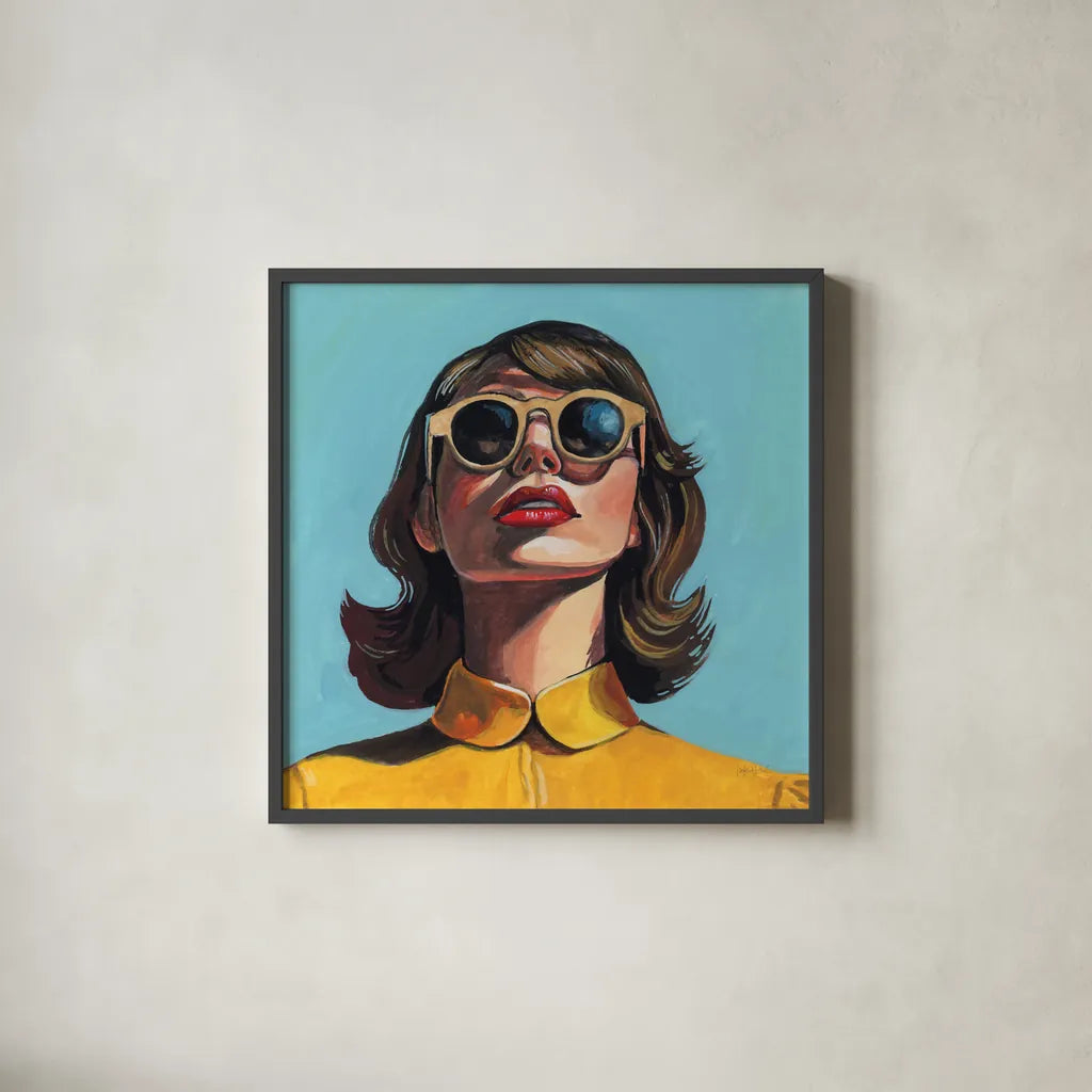 Beautiful Sunshiny Day by Kate Jarvik Birch. Shown in a sleek black glass frame for a contemporary gallery look. Available as an archival giclee rolled canvas, fine art paper, or poster print. SKU 98588a.