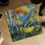 Birch Grove Early Fall by Kate Jarvik Birch. Shown as a detailed flat fine art print, highlighting archival giclee quality. Available as an archival giclee rolled canvas, fine art paper, or poster print. SKU 101975a.