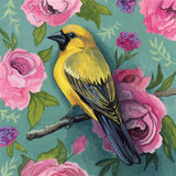 Bird with Roses by Kate Jarvik Birch. SKU 97152a. Archival Giclee Fine art print for wall decor.
