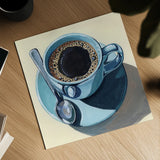 Black Coffee With Crema by Kate Jarvik Birch. Shown as a detailed flat fine art print, highlighting archival giclee quality. Available as an archival giclee rolled canvas, fine art paper, or poster print. SKU 98587a.