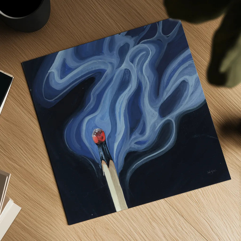 Blowing Out A Match II by Kate Jarvik Birch. Shown as a detailed flat fine art print, highlighting archival giclee quality. Available as an archival giclee rolled canvas, fine art paper, or poster print. SKU 98549a.