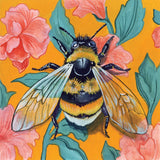 Bumblebee and Flower Wallpaper by Kate Jarvik Birch. SKU 98555a. Archival Giclee Fine art print for wall decor.